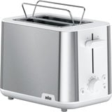 Braun HT 1510 8 2 fetta/e 900 W Acciaio inox, Bianco, Tostapane accaio/Bianco, 2 fetta/e, Acciaio inox, Bianco, Plastica, Acciaio inox, 900 W, 188 mm, 318 mm