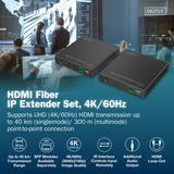 Digitus Set extender HDMI fibra IP, Estensione HDMI Nero