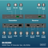 Digitus Set extender HDMI fibra IP, Estensione HDMI Nero