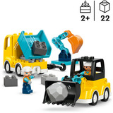 LEGO DUPLO Town Veicoli da costruzione - Set 3 in 1, Giochi di costruzione Gioco Didattico Montessori 2+, Camion, Escavatore e Gru Giocattolo, Idea Regalo, Set da costruzione, 2 anno/i, Plastica, 22 pz, 680 g