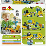 LEGO DUPLO Town Veicoli da costruzione - Set 3 in 1, Giochi di costruzione Gioco Didattico Montessori 2+, Camion, Escavatore e Gru Giocattolo, Idea Regalo, Set da costruzione, 2 anno/i, Plastica, 22 pz, 680 g