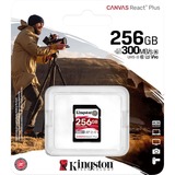 Kingston 256GB Canvas React Plus SDXC UHS-II 300R/260W U3 V90 for Full HD/4K/8K, Scheda di memoria Nero, 256 GB, SD, Classe 10, UHS-II, 300 MB/s, 260 MB/s