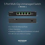 Netgear MS305 Non gestito 2.5G Ethernet (100/1000/2500) Nero, Interruttore Non gestito, 2.5G Ethernet (100/1000/2500), Full duplex, Montabile a parete