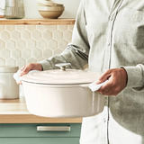 Tefal Brasiera ovale in ghisa Lov Ø 34cm, Torrefattore beige