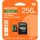 ADATA Speed Plus 256 GB MicroSDXC Classe 10, Scheda di memoria 256 GB, MicroSDXC, Classe 10, 180 MB/s, 160 MB/s, Class 3 (U3)