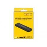 DeLOCK 42633 contenitore di unità di archiviazione Box esterno SSD Nero M.2, Disk enclosure Nero, Box esterno SSD, M.2, PCI Express, SATA, 10 Gbit/s, Collegamento del dispositivo USB, Nero