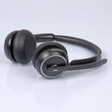 Lindy L118 Cuffia da ufficio wireless con stazione di ricarica, Headset Nero