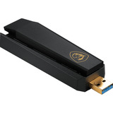MSI AXE5400 scheda di rete e adattatore WLAN 2402 Mbit/s, Adattatore Wi-Fi Wireless, USB, WLAN, Wi-Fi 6E (802.11ax), 2402 Mbit/s, Nero
