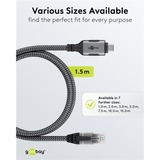 goobay Cavo Ethernet USB-C 3.2 Gen2 connettore > connettore RJ-45, Scheda di rete Nero/Argento