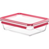 Emsa CLIP & CLOSE N10411 Rettangolare Scatola 2 L Trasparente 1 pz, Casella trasparente/Rosso, Scatola, Rettangolare, 2 L, Trasparente, Vetro, 420 °C