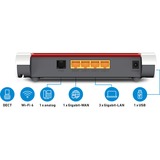 FRITZ! 4050 Router wireless Box 4050, Wi-Fi 6 (802.11ax), Dual-band (2.4 GHz/5 GHz), Collegamento ethernet LAN, Nero, Bianco, Router da tavolo/palo