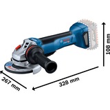 Bosch GWS 18V-10 P PROFESSIONAL smerigliatrice angolare 9000 Giri/min 1000 W 1,9 kg blu/Nero, 9000 Giri/min, Batteria, 1,9 kg, Motore senza spazzole