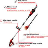 EINHELL Svettatoio multifunzionale a batteria Einhell GE-HC 18Li T Kit, Potatore rosso, 18 V, télescopique, scie à chaîne de 170 mm, taille-haie de 400 mm y compris batterie de 3.0 Ah et chargeur)