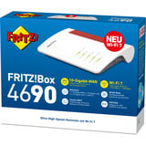 FRITZ! FRITZ!Box 4690, Router Box 4690, Wi-Fi 7 (802.11be), Dual-band (2.4 GHz/5 GHz), Collegamento ethernet LAN, Rosso, Bianco, Router da tavolo