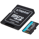 Kingston Scheda microSDXC Canvas Go Plus Gen4 200MB/s A2 U3 V30 da 64 GB + adattatore, Scheda di memoria Nero, 64 GB, MicroSD, Classe 10, UHS-I, 200 MB/s, 100 MB/s