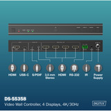 Digitus Controller per videowall HDMI 4K, 4 display, Splitter HDMI Nero