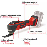 EINHELL Utensile multifunzione professionale a batteria TP-MG 18 Li BL-Solo, 18 Volt, Strumento multi funzione rosso/Nero