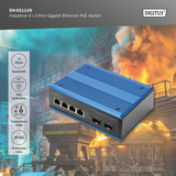 Digitus Gigabit Ethernet PoE industriale 4+2 porte, Interruttore 