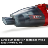 EINHELL TE-VC 18 Li - Solo Nero, Rosso Senza sacchetto, Aspirapolvere portatile Nero/Rosso, Secco, Senza sacchetto, Nero, Rosso, 0,54 L, Plastica, Batteria