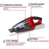 EINHELL TE-VC 18 Li - Solo Nero, Rosso Senza sacchetto, Aspirapolvere portatile Nero/Rosso, Secco, Senza sacchetto, Nero, Rosso, 0,54 L, Plastica, Batteria