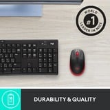 Logitech M190 mouse Ambidestro RF Wireless Ottico 1000 DPI Nero/Rosso, Ambidestro, Ottico, RF Wireless, 1000 DPI, Rosso