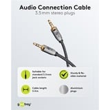 goobay Cavo di collegamento audio Plus AUX 3,5mm stereo Nero/Argento
