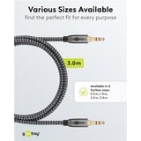 goobay Cavo di collegamento audio Plus AUX 3,5mm stereo Nero/Argento