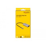 DeLOCK DeLock USB 10 Gbps USB Type-C Hub con 4 x USB Type-C + 1 x USB Type-C PD 85 Watt, Hub USB grigio
