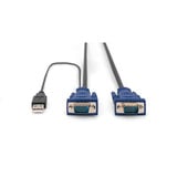 Digitus Set di cavi KVM USB DS-19231, per console KVM, Cavo a Y Nero