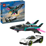 LEGO City Jet a getto vs. Auto da corsa, Giochi di costruzione Aereo, Macchina e 2 Minifigure di Piloti, Idea Regalo per Bambini 6+, Set da costruzione, 6 anno/i, Plastica, 259 pz, 446 g