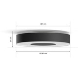Philips Hue Plafoniera Xamento media, Luce LED Nero, Philips Hue White and Color ambiance Plafoniera Xamento media, Lampada a soffitto intelligente, Bluetooth/Zigbee, Nero, LED, Metallo, Plastica, Lampadina/e non sostituibile/i