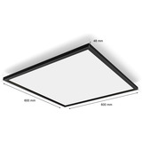 Philips White Ambiance Aurelle pannello quadrato XL, Luce LED Nero, Philips Hue White ambiance Pannello quadrato Aurelle, Lampada a soffitto intelligente, Bluetooth/Zigbee, Nero, LED, Metallo, Sintetico, Lampadina/e non sostituibile/i