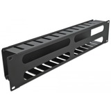 DeLOCK 66553 porta accessori Pannello di gestione del cavo, Instradamento dei cavi Nero, Pannello di gestione del cavo, Nero, Metallo, 2U, 48,3 cm (19"), 88,9 mm