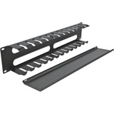 DeLOCK 66553 porta accessori Pannello di gestione del cavo, Instradamento dei cavi Nero, Pannello di gestione del cavo, Nero, Metallo, 2U, 48,3 cm (19"), 88,9 mm