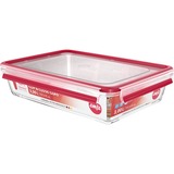 Emsa CLIP & CLOSE N10412 Rettangolare Scatola 3 L Trasparente 1 pz, Casella trasparente/Rosso, Scatola, Rettangolare, 3 L, Trasparente, Vetro, 420 °C