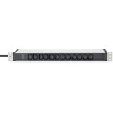 Digitus Multipresa 19" PDU con profilo in alluminio, 12 prese C13, Ciabatta Nero/alluminio