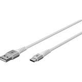 goobay Cavo tessile USB 2.0 supersoft, connettore USB-A > connettore USB-C bianco