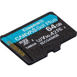 Kingston 64 GB microSDXC Canvas Go Plus Gen4 200R A2 U3 Confezione singola senza ADP, Scheda di memoria Nero, 64 GB, MicroSD, Classe 10, UHS-I, 200 MB/s, 100 MB/s