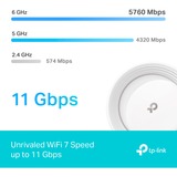 TP-Link BE9300 Tri-band (2,4 GHz/5 GHz/6 GHz) Wi-Fi 7 (802.11be) Bianco 4 Interno, Router di rete bianco, Bianco, Interno, Sistema Mesh, Tri-band (2,4 GHz/5 GHz/6 GHz), Wi-Fi 7 (802.11be), 9300 Mbit/s
