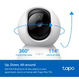 TP-Link Tapo TC71 videocamera di sorveglianza da interno, Telecamera di sorveglianza bianco/Nero, Telecamera di sicurezza IP, Interno, Wireless, Amazon Alexa & Google Assistant, 2400 MHz, Scrivania