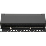 Digitus Desktop CAT 6A, cavo patch classe EA, schermato, Patch Panel Nero, cavo patch classe EA, schermato, 10 Gigabit Ethernet, RJ-45, Nero, Acciaio galvanizzato, SECC, Montaggio a rack, 1U