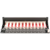 Digitus Desktop CAT 6A, cavo patch classe EA, schermato, Patch Panel Nero, cavo patch classe EA, schermato, 10 Gigabit Ethernet, RJ-45, Nero, Acciaio galvanizzato, SECC, Montaggio a rack, 1U