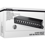 Digitus Desktop CAT 6A, cavo patch classe EA, schermato, Patch Panel Nero, cavo patch classe EA, schermato, 10 Gigabit Ethernet, RJ-45, Nero, Acciaio galvanizzato, SECC, Montaggio a rack, 1U