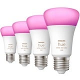 Philips Hue A60 - lampadina connessa E27 - 800 (confezione da 4), Lampada a LED Philips Hue White and Color ambiance A60 - lampadina connessa E27 - 800 (confezione da 4), Lampadina intelligente, Bluetooth/Zigbee, Bianco, LED, E27, A60