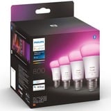 Philips Hue A60 - lampadina connessa E27 - 800 (confezione da 4), Lampada a LED Philips Hue White and Color ambiance A60 - lampadina connessa E27 - 800 (confezione da 4), Lampadina intelligente, Bluetooth/Zigbee, Bianco, LED, E27, A60