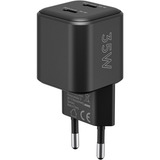 goobay Caricatore rapido duale USB-C Nano, PD, GaN, 35 watt, Caricabatterie Nero