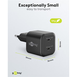 goobay Caricatore rapido duale USB-C Nano, PD, GaN, 35 watt, Caricabatterie Nero