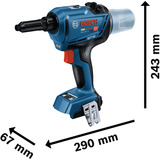 Bosch Rivettatrice a batteria GRG 18V-16 C Professional solo, 18Volt, Pistola di ribattino blu/Nero, Vendita al dettaglio