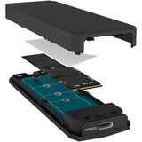 ICY BOX Spade Case 1805, Disk enclosure Nero, Box esterno SSD, M.2, PCI Express, 10 Gbit/s, Collegamento del dispositivo USB, Nero