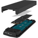 ICY BOX Spade Case 1805, Disk enclosure Nero, Box esterno SSD, M.2, PCI Express, 10 Gbit/s, Collegamento del dispositivo USB, Nero